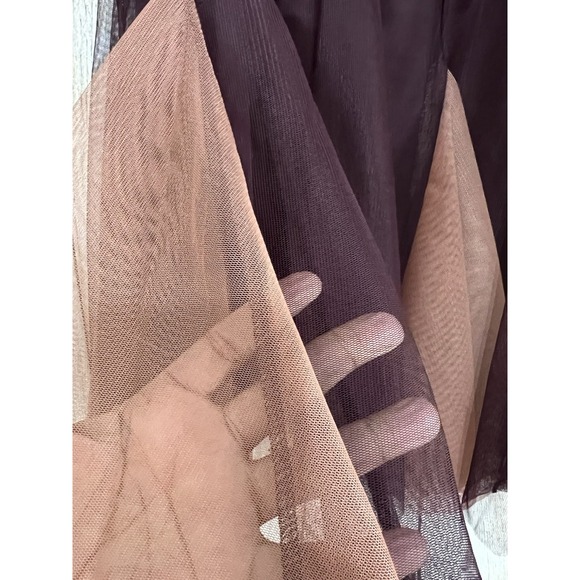 Women Tulle Midi Skirt Sz L Burgundy Pink Mesh Panels Fairy Goth Ethereal Artsy - Picture 4 of 8